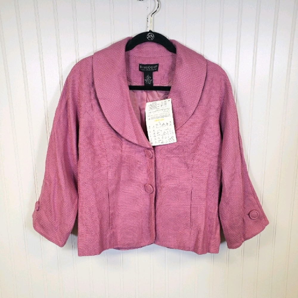 NWT Dialogue Pink Tweed Blazer